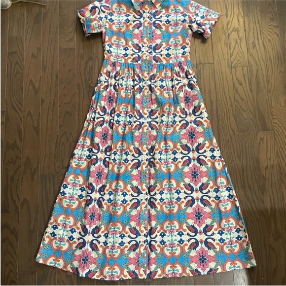 New! BEAU & RO SARA ROSSI CHARLESTON BLOCK PRINT ANKLE DRESS - Picture 11 of 15